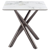 Carvell Square Sintered Stone End Side Table Mirage White - Tampa Furniture Outlet