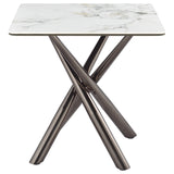 Carvell Square Sintered Stone End Side Table Mirage White - Tampa Furniture Outlet