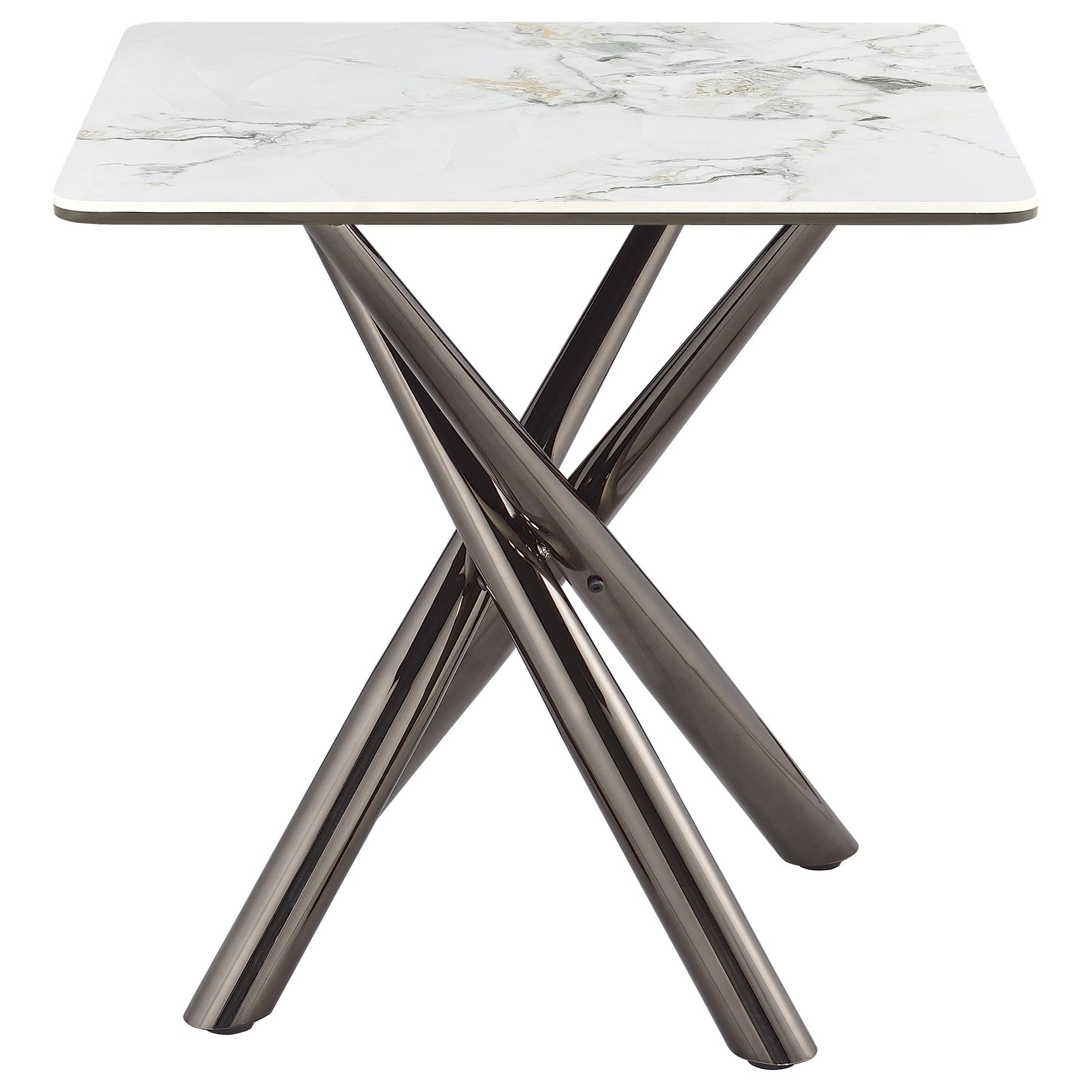 Carvell Square Sintered Stone End Side Table Mirage White - Tampa Furniture Outlet