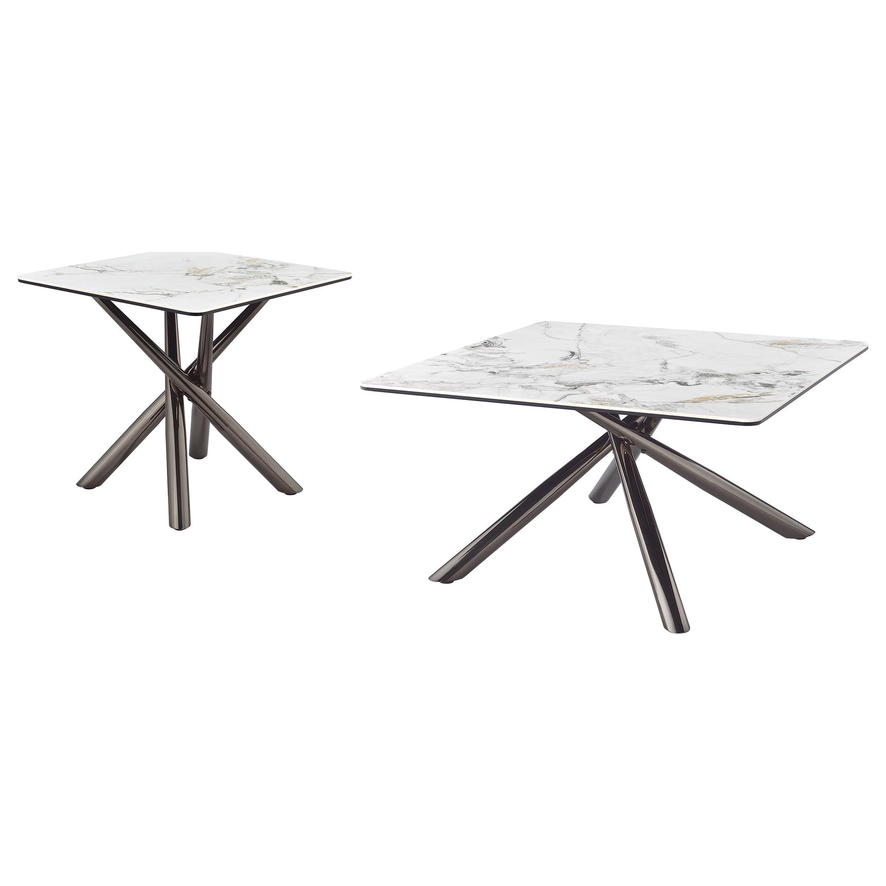 Carvell 2-piece Square Coffee and End Table Set Mirage White - Tampa Furniture Outlet