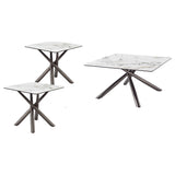 Carvell 3-piece Square Coffee and End Table Set Mirage White - Tampa Furniture Outlet
