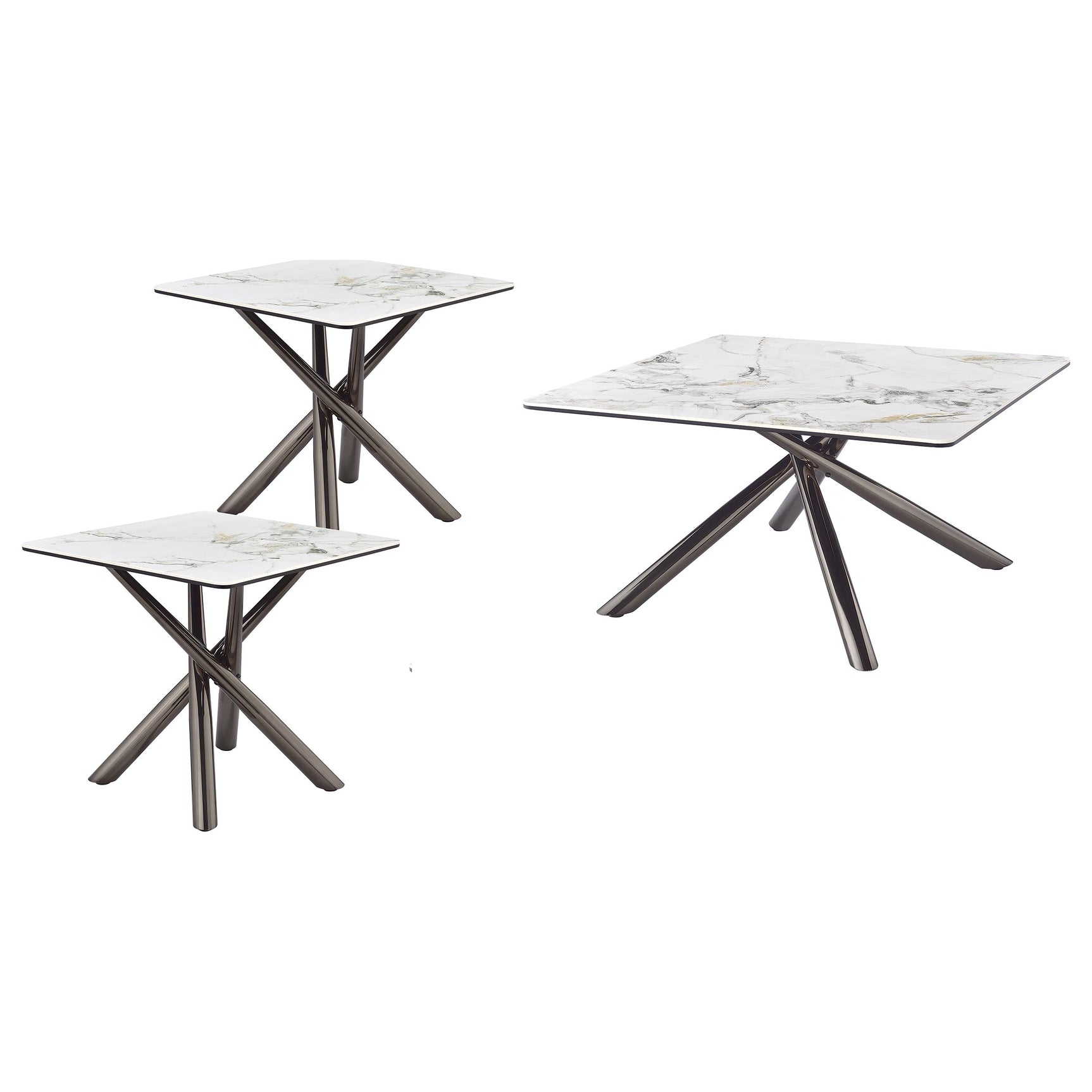 Carvell 3-piece Square Coffee and End Table Set Mirage White - Tampa Furniture Outlet