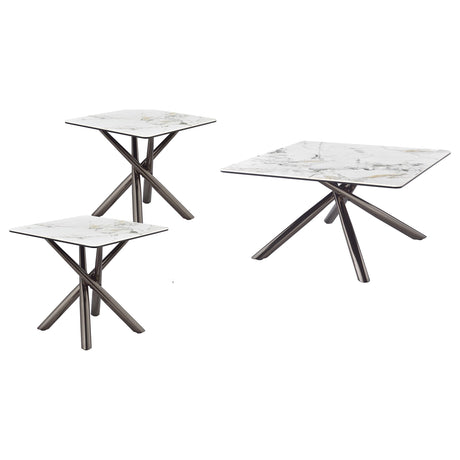 Carvell 3-piece Square Coffee and End Table Set Mirage White - Tampa Furniture Outlet