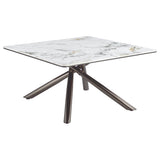 Tampa Furniture Outlet - Coaster - Carvell Square Sintered Stone Top Coffee Table Mirage White - 708138