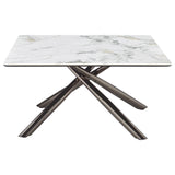 Carvell Square Sintered Stone Top Coffee Table Mirage White - Tampa Furniture Outlet