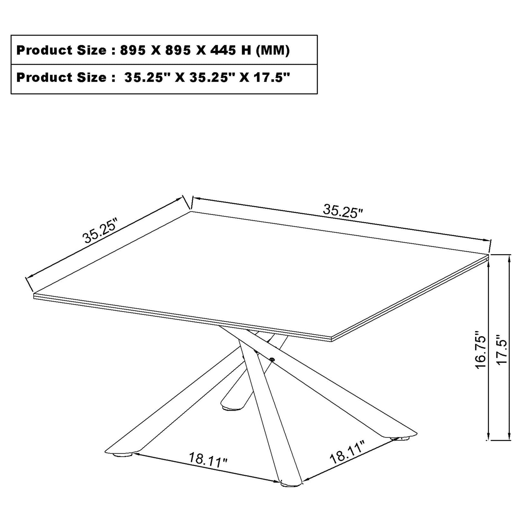 Carvell Square Sintered Stone Top Coffee Table Mirage White - Tampa Furniture Outlet