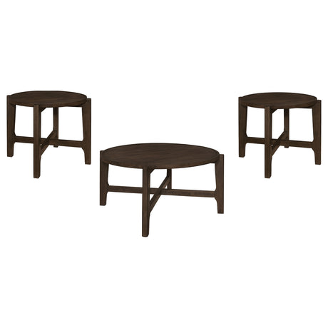 Cota 3-piece Solid Wood Coffee and End Table Set Dark Brown - Tampa Furniture Outlet