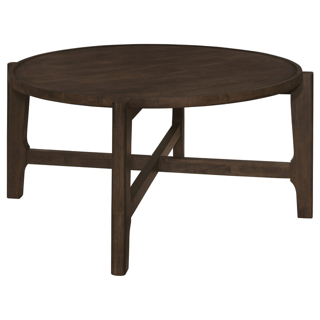 Tampa Furniture Outlet - Coaster - Cota Round Solid Wood Coffee Table Dark Brown - 708288