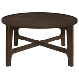 Cota Round Solid Wood Coffee Table Dark Brown - Tampa Furniture Outlet
