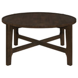 Cota Round Solid Wood Coffee Table Dark Brown - Tampa Furniture Outlet