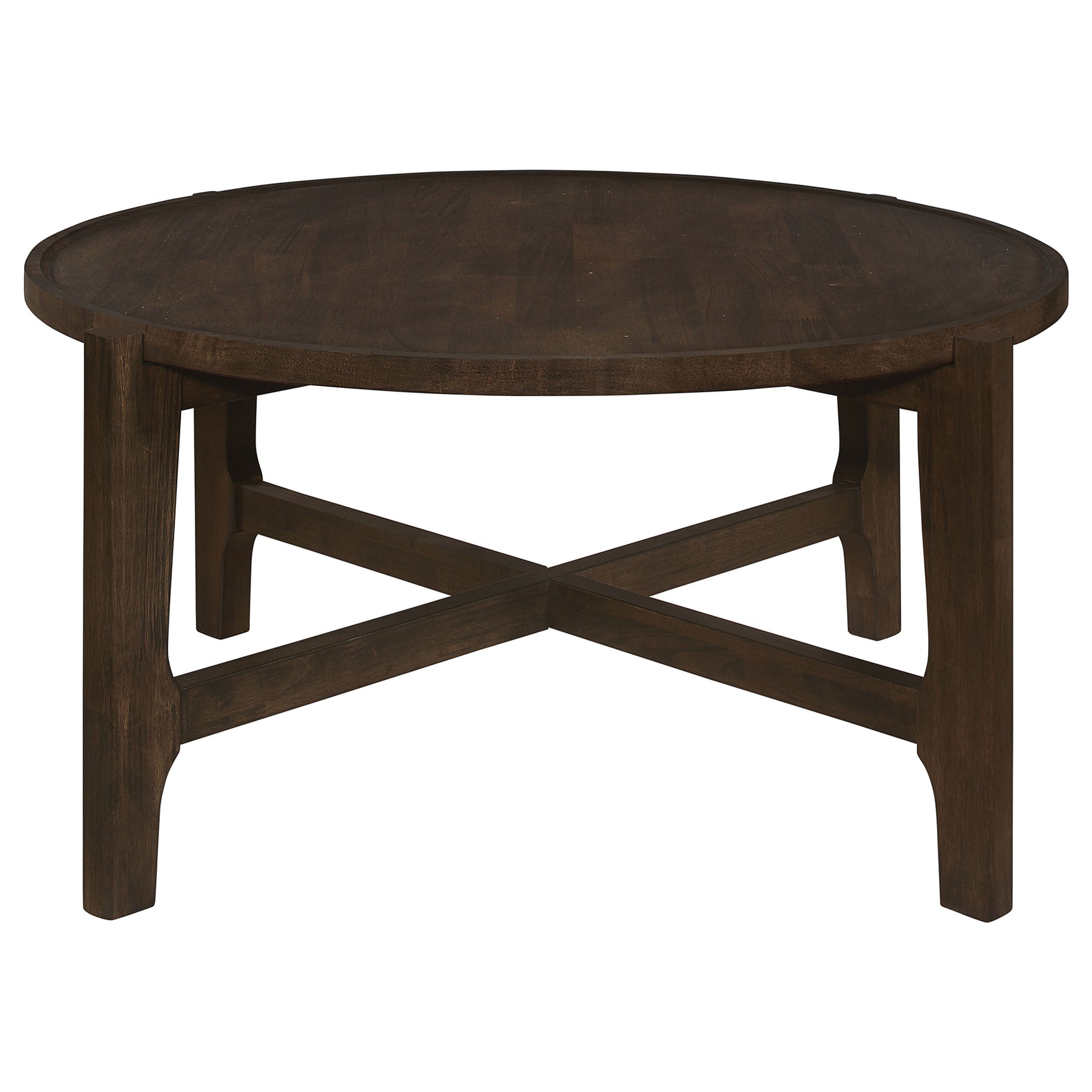 Cota Round Solid Wood Coffee Table Dark Brown - Tampa Furniture Outlet