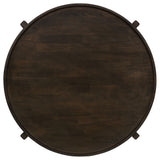 Cota Round Solid Wood Coffee Table Dark Brown - Tampa Furniture Outlet