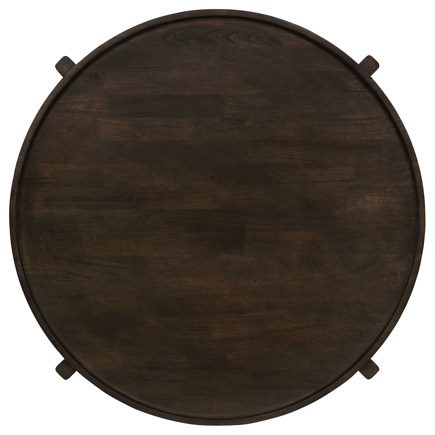 Cota Round Solid Wood Coffee Table Dark Brown - Tampa Furniture Outlet