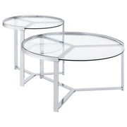 Delia 2-Piece Round Glass Top Nesting Coffee Table Chrome - Tampa Furniture Outlet