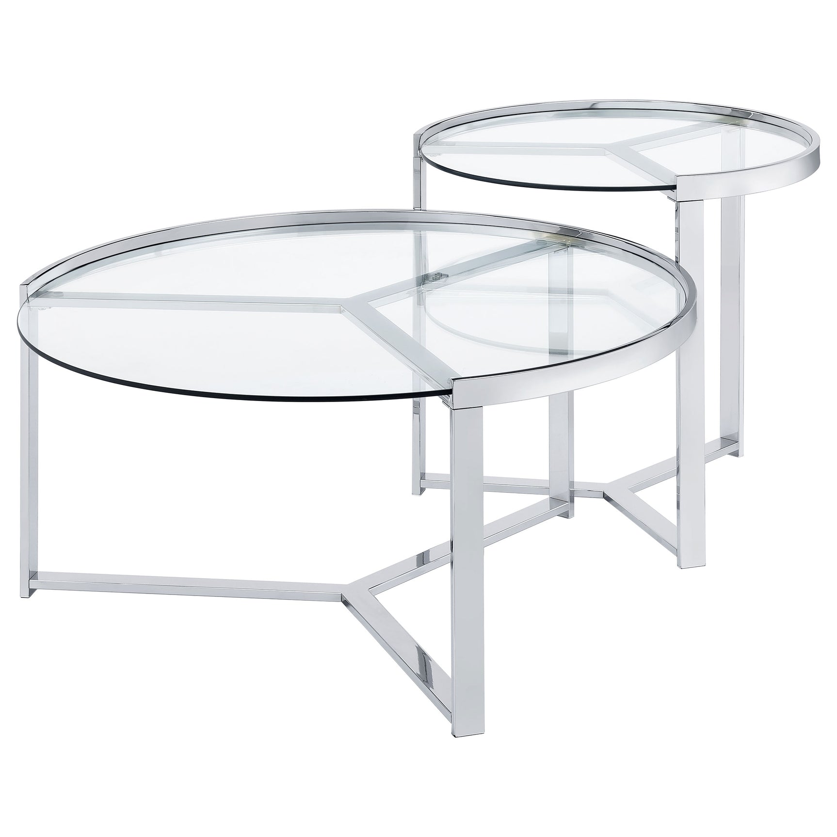 Delia 2-Piece Round Glass Top Nesting Coffee Table Chrome - Tampa Furniture Outlet