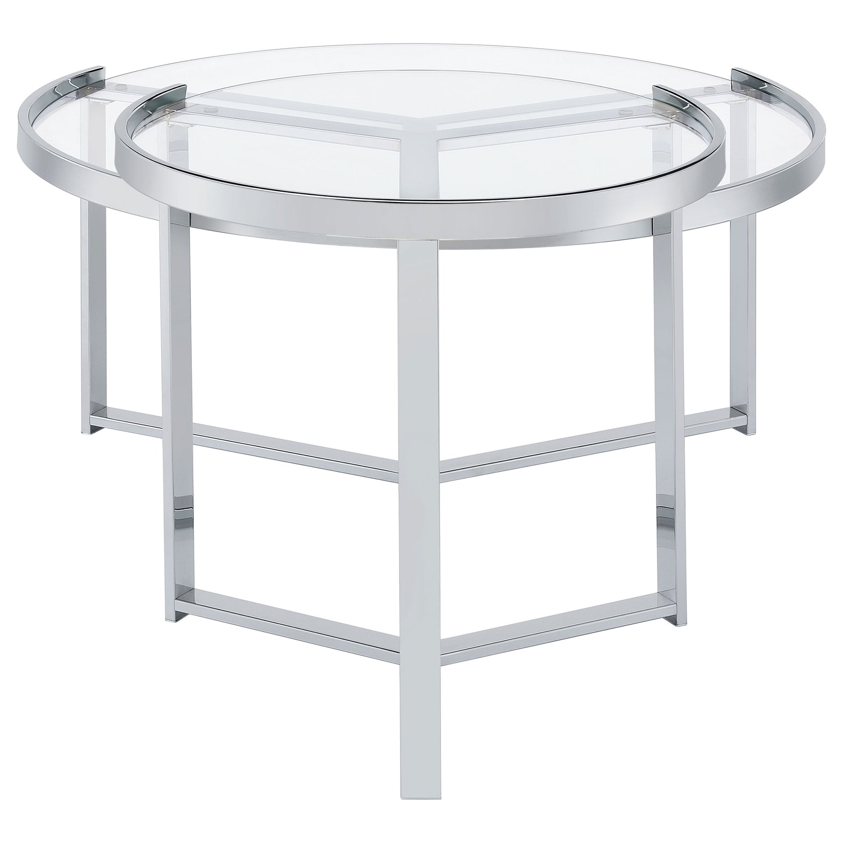 Delia 2-Piece Round Glass Top Nesting Coffee Table Chrome - Tampa Furniture Outlet
