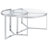 Delia 2-Piece Round Glass Top Nesting Coffee Table Chrome - Tampa Furniture Outlet
