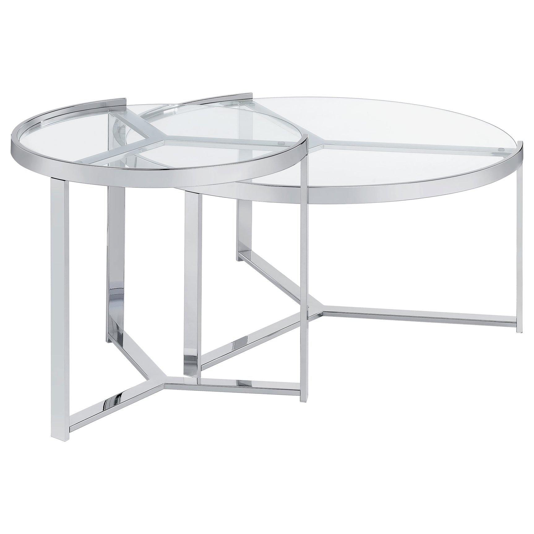 Delia 2-Piece Round Glass Top Nesting Coffee Table Chrome - Tampa Furniture Outlet