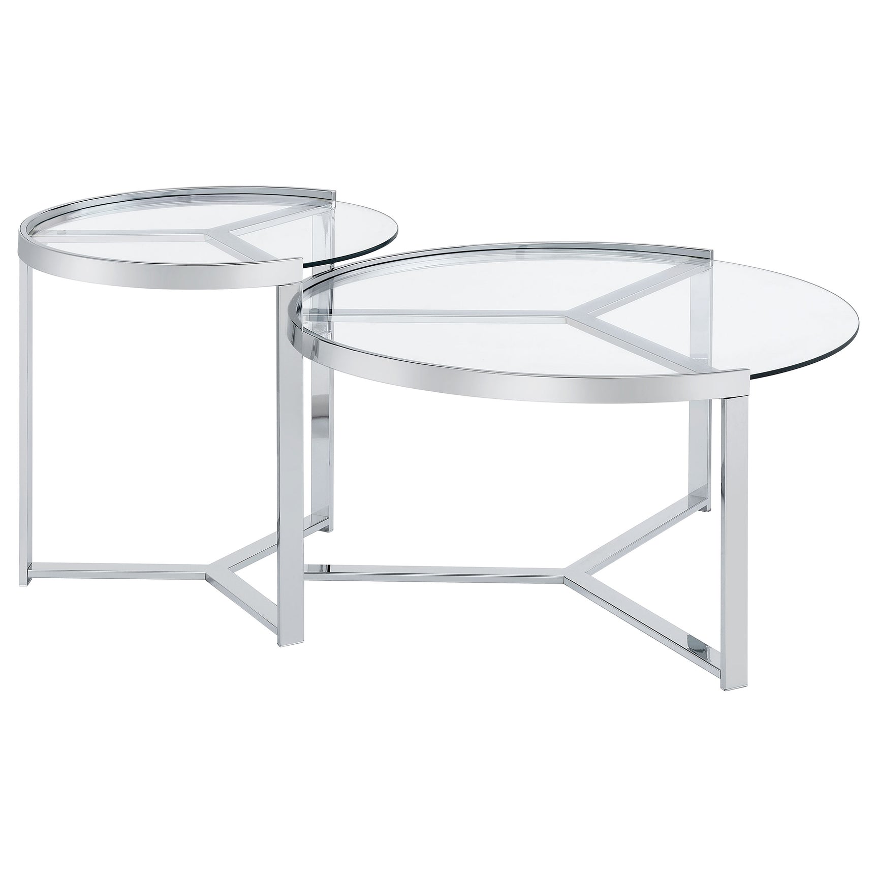 Delia 2-Piece Round Glass Top Nesting Coffee Table Chrome - Tampa Furniture Outlet