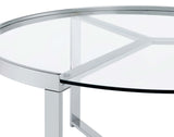 Delia 2-Piece Round Glass Top Nesting Coffee Table Chrome - Tampa Furniture Outlet