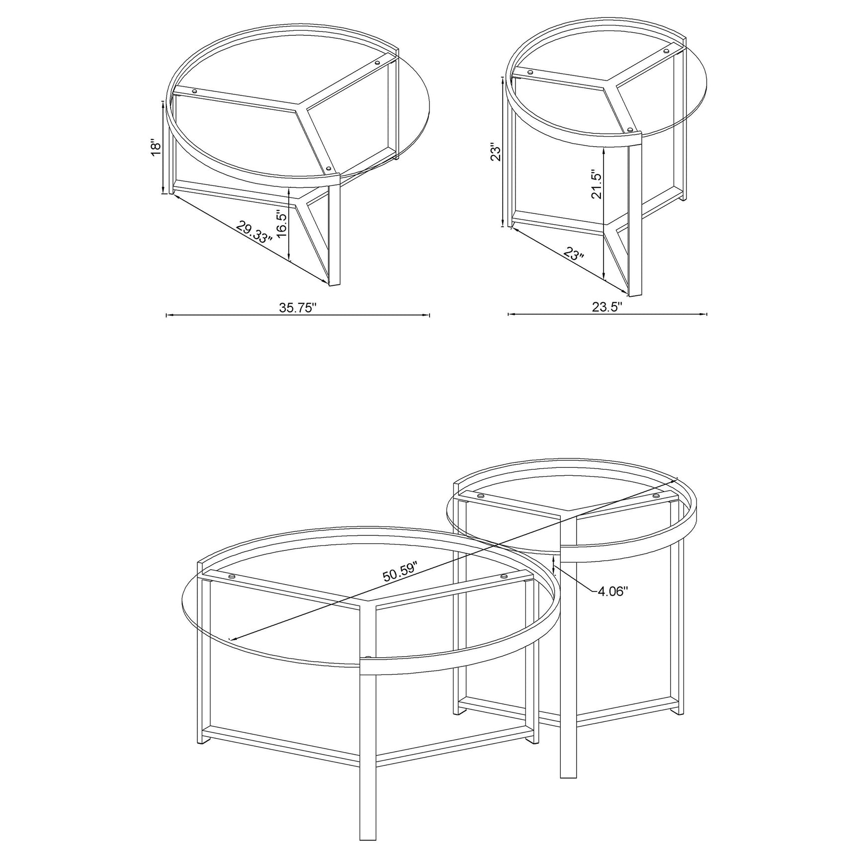 Delia 2-Piece Round Glass Top Nesting Coffee Table Chrome - Tampa Furniture Outlet