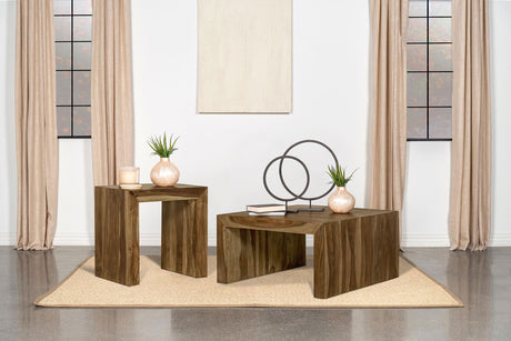Tampa Furniture Outlet - Coaster - Odilia 2-piece Solid Wood Coffee and End Table Set Auburn - 708418-S2