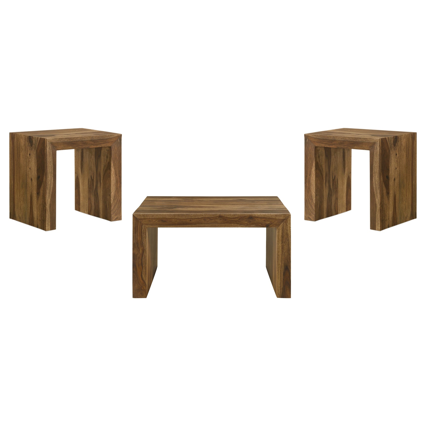 Odilia 3-piece Solid Wood Coffee and End Table Set Auburn - Tampa Furniture Outlet