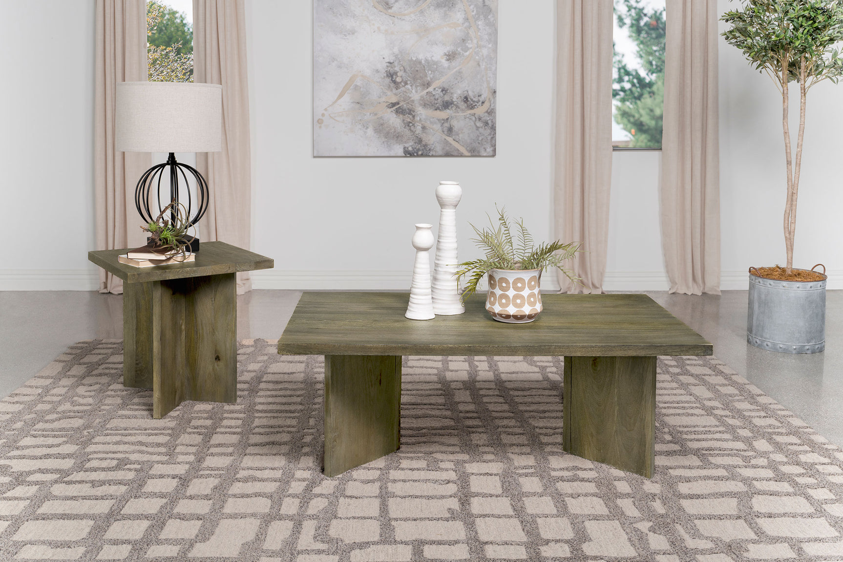 Andando Square Solid Wood End Table Mango Brown - Tampa Furniture Outlet