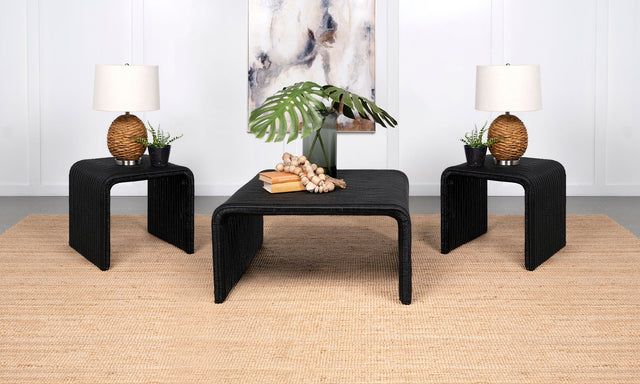 Tampa Furniture Outlet - Coaster - Cahya 3-piece Rattan Coffee and End Table Set Black - 708518-S3