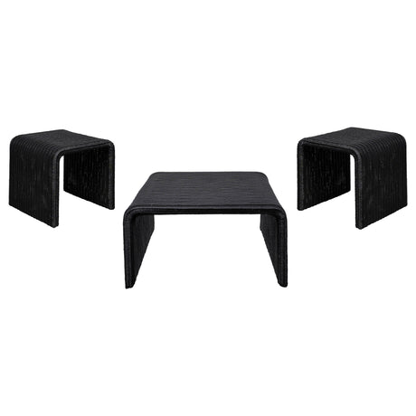 Cahya 3-piece Rattan Coffee and End Table Set Black - Tampa Furniture Outlet