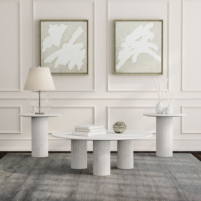 Tampa Furniture Outlet - Coaster - Astoria 3-piece Marble Coffee and End Table Set White - 709668-S3