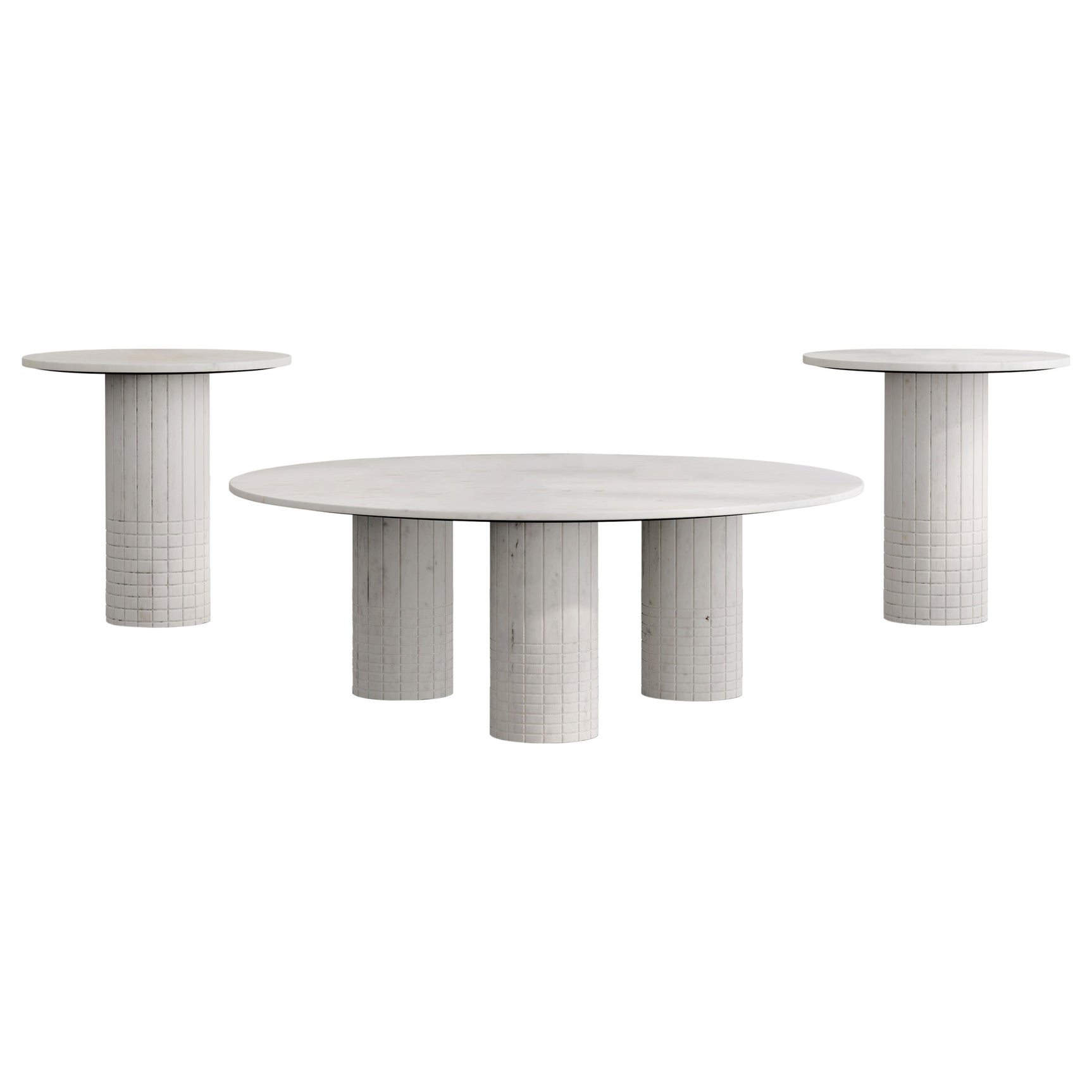 Astoria 3-piece Marble Coffee and End Table Set White - Tampa Furniture Outlet