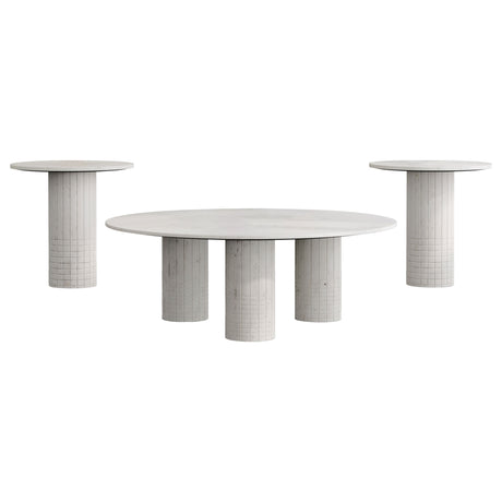 Astoria 3-piece Marble Coffee and End Table Set White - Tampa Furniture Outlet