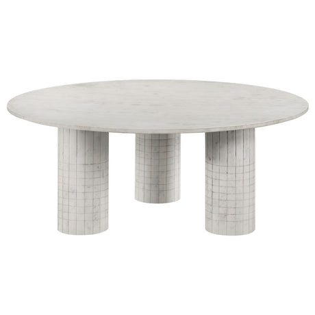 Tampa Furniture Outlet - Coaster - Astoria Round Genuine Marble Coffee Table White - 709668