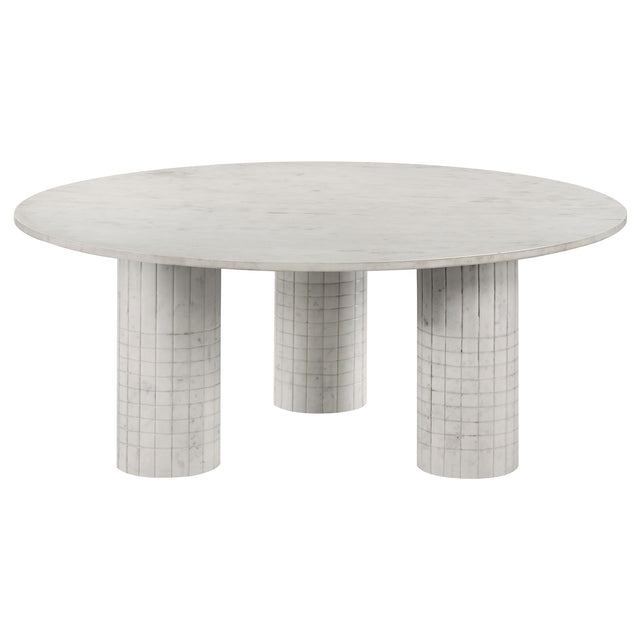 Tampa Furniture Outlet - Coaster - Astoria Round Genuine Marble Coffee Table White - 709668