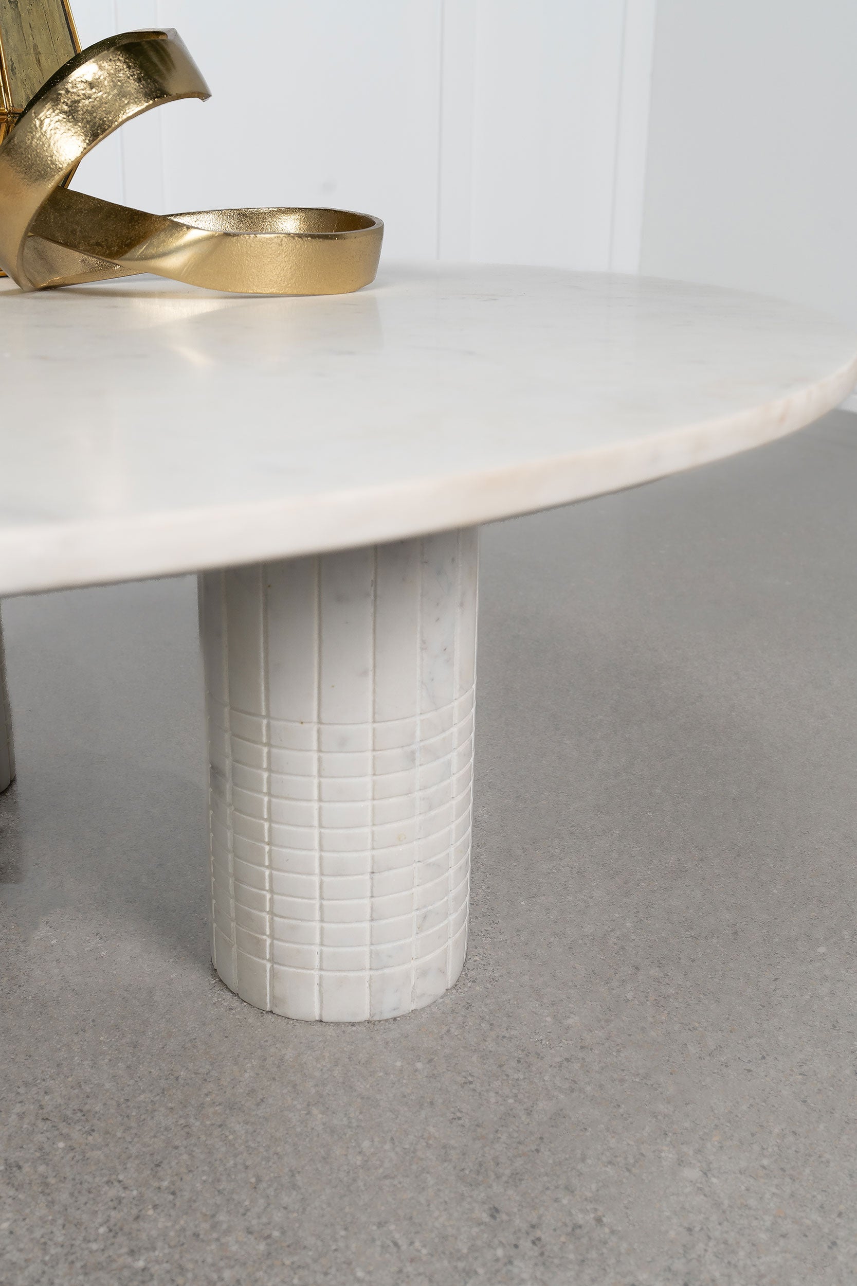 Astoria Round Genuine Marble Coffee Table White - Tampa Furniture Outlet