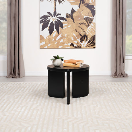 Cordova Round Solid Wood End Table Black - Tampa Furniture Outlet