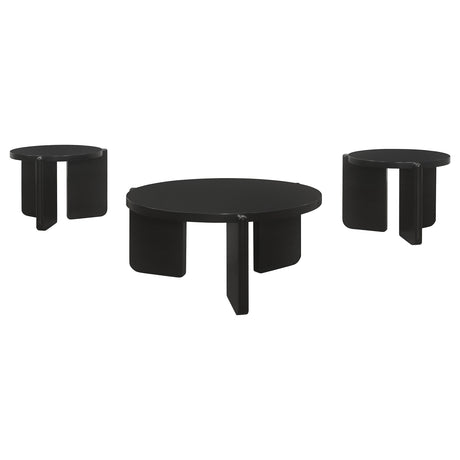 Cordova 3-piece Solid Wood Coffee and End Table Set Black - Tampa Furniture Outlet