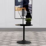Ganso Round Metal End Table With Tempered Glass Top Black - Tampa Furniture Outlet