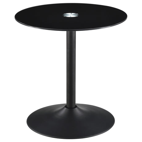 Tampa Furniture Outlet - Coaster - Ganso Round Metal End Table With Tempered Glass Top Black - 709687