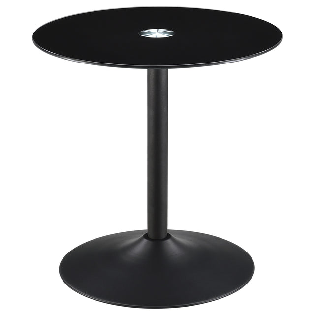 Tampa Furniture Outlet - Coaster - Ganso Round Metal End Table With Tempered Glass Top Black - 709687