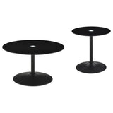 Ganso 2-piece Round Glass Top Coffee and End Table Set Black - Tampa Furniture Outlet