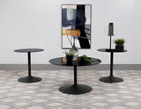 Tampa Furniture Outlet - Coaster - Ganso 3-piece Round Glass Top Coffee and End Table Set Black - 709688-S3