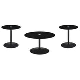 Ganso 3-piece Round Glass Top Coffee and End Table Set Black - Tampa Furniture Outlet