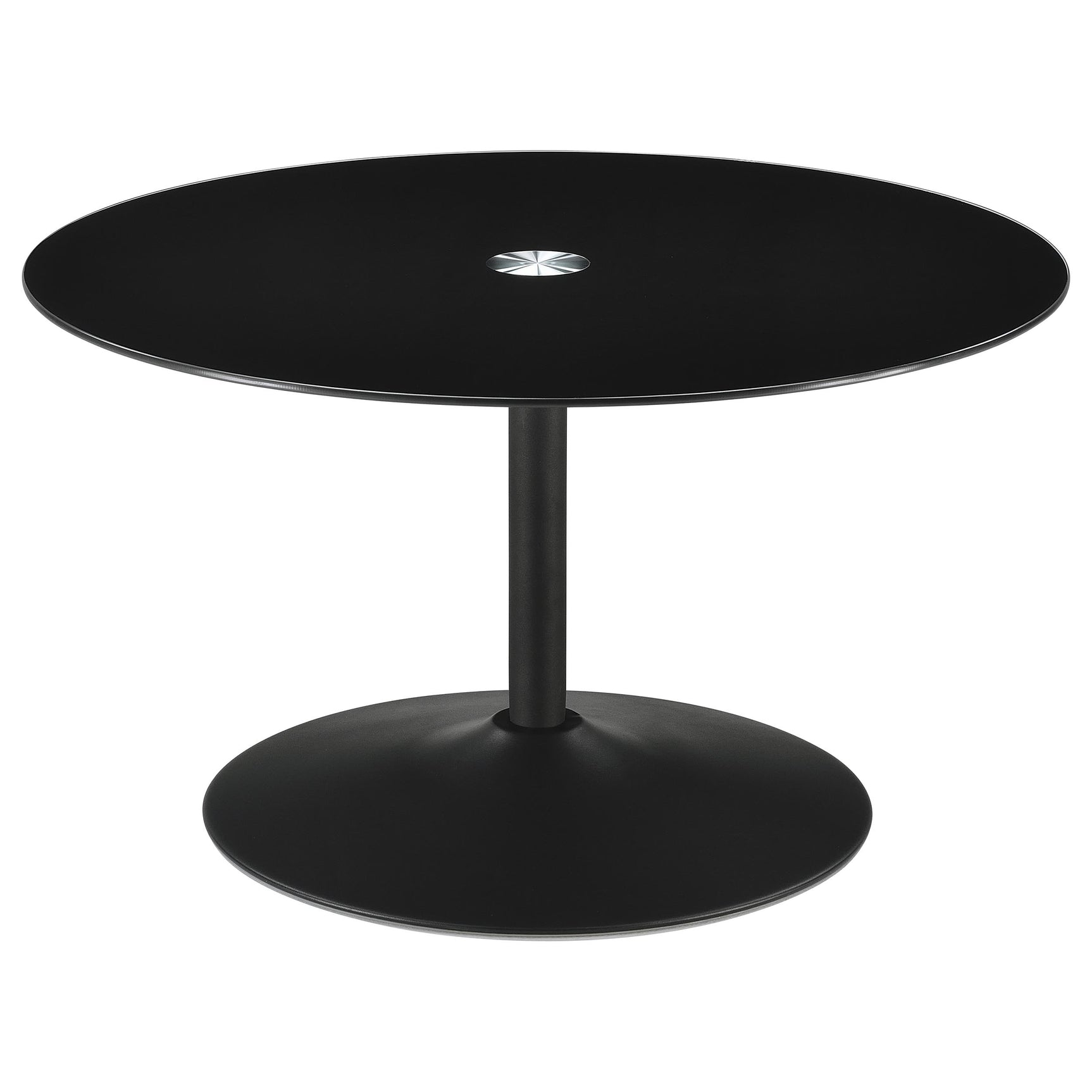 Ganso 3-piece Round Glass Top Coffee and End Table Set Black - Tampa Furniture Outlet