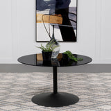 Ganso Round Metal Coffee Table With Tempered Glass Top Black - Tampa Furniture Outlet