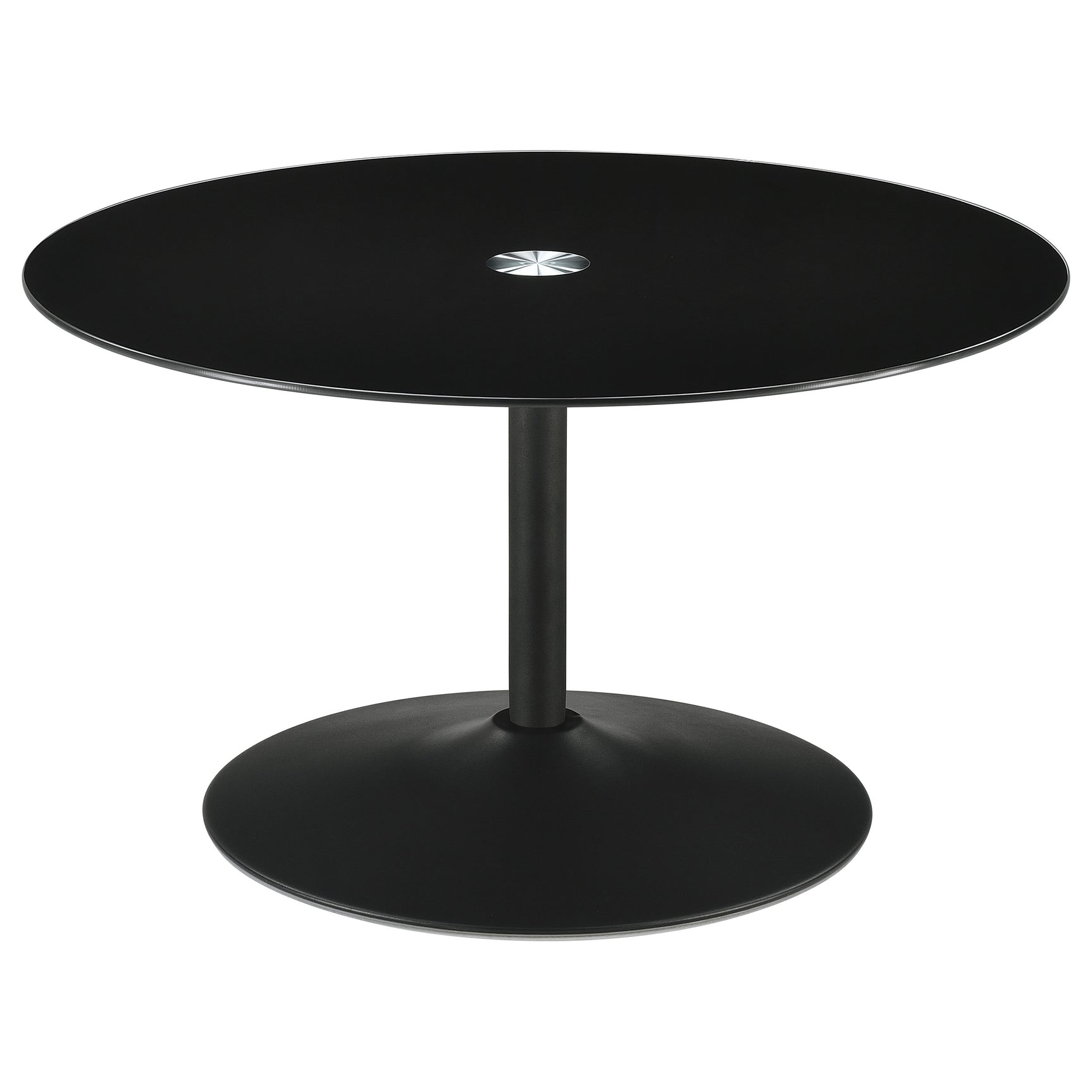 Tampa Furniture Outlet - Coaster - Ganso Round Metal Coffee Table With Tempered Glass Top Black - 709688