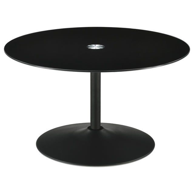 Tampa Furniture Outlet - Coaster - Ganso Round Metal Coffee Table With Tempered Glass Top Black - 709688