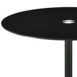 Ganso Round Metal Coffee Table With Tempered Glass Top Black - Tampa Furniture Outlet