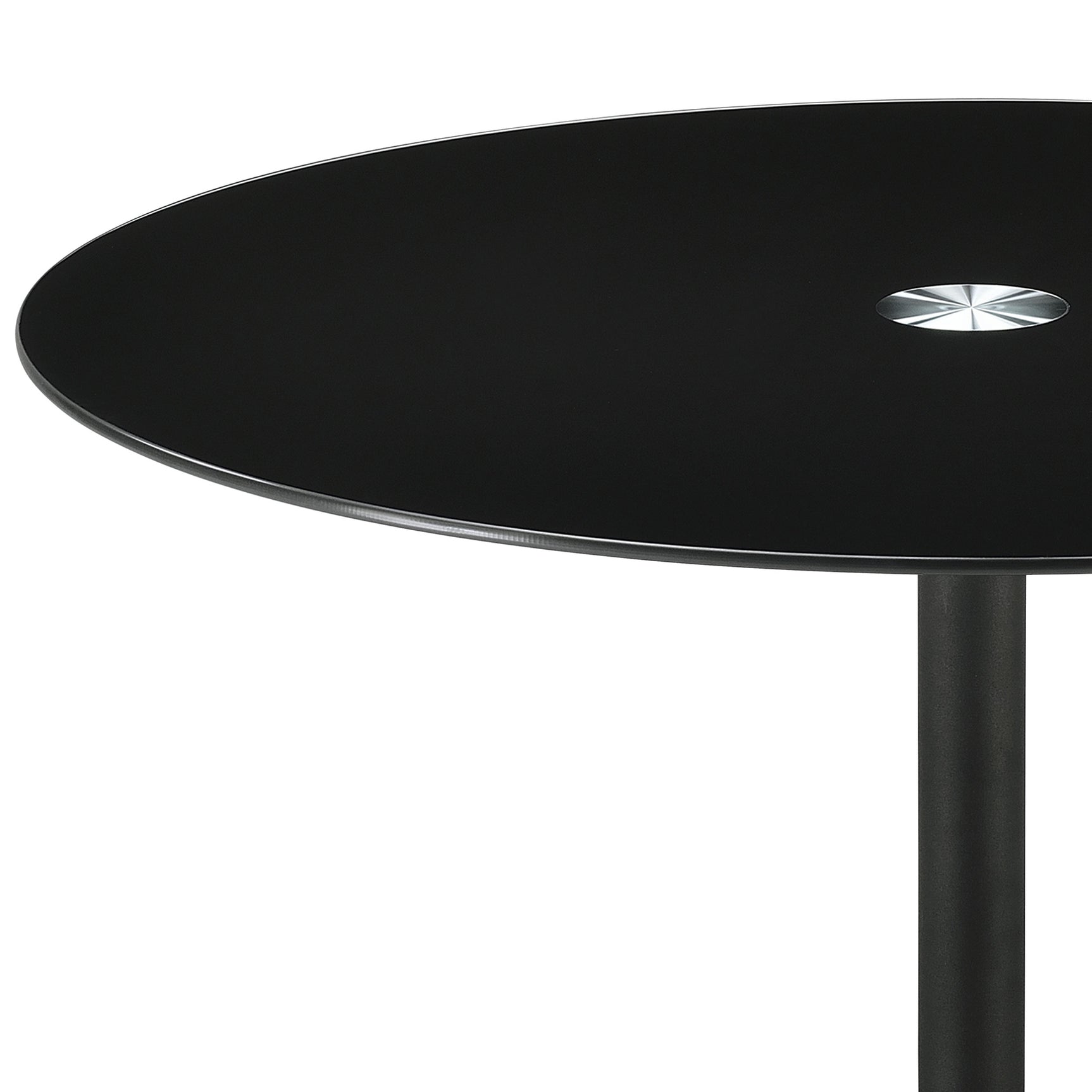 Ganso Round Metal Coffee Table With Tempered Glass Top Black - Tampa Furniture Outlet